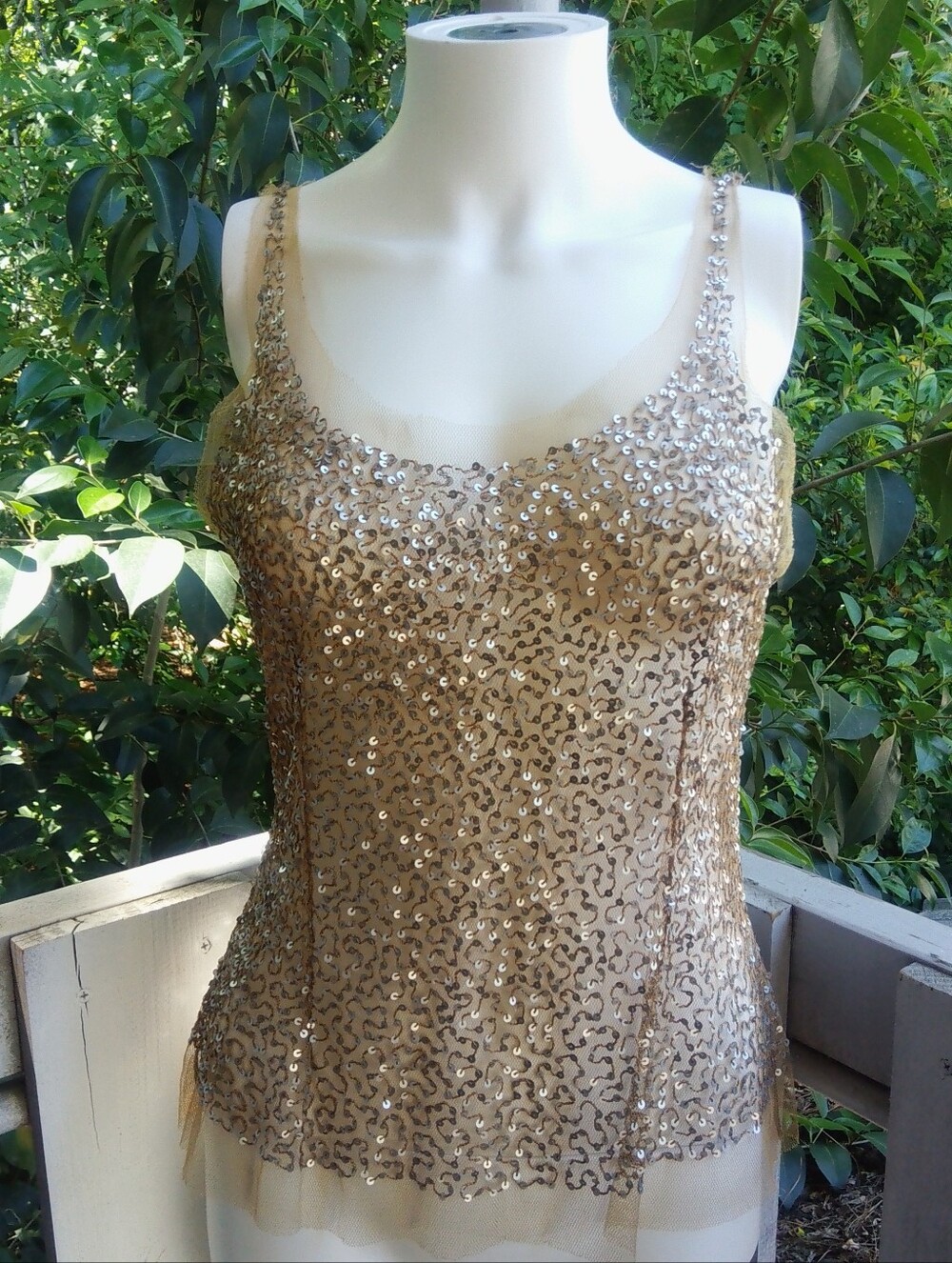 Vintage Y2K Chan Luu  Anthropologie Sequin Mesh Tank Top